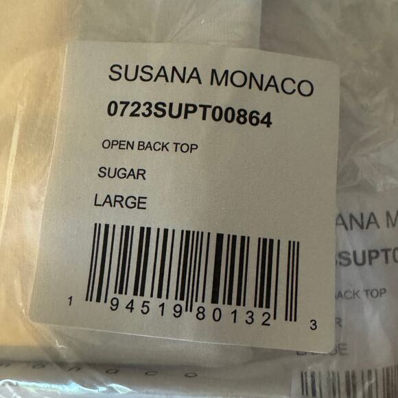 Susana Monaco Short Sleeve Open Back Crop Top in White NWT Size Large - Picture 8 of 8